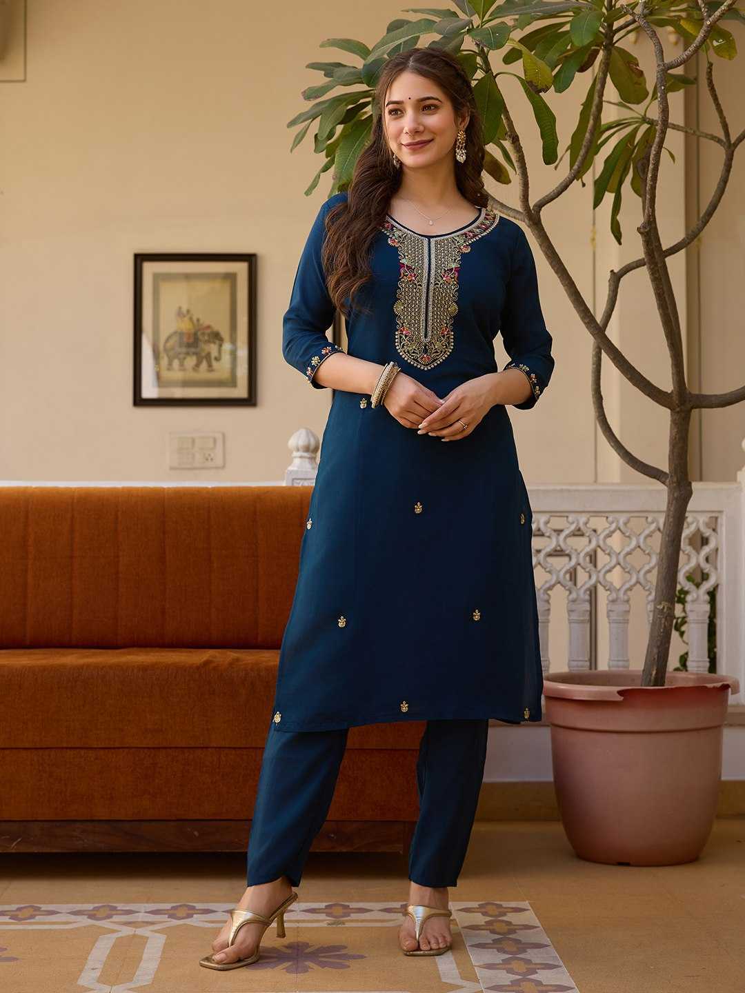 Chanderi Cotton  Embroidery Churidar Suits